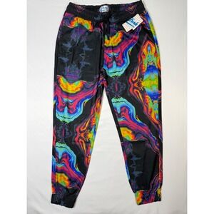 Fresh Prints of Bel Air Psychedelic Swirl Jogger Pants Large Black Multi Color